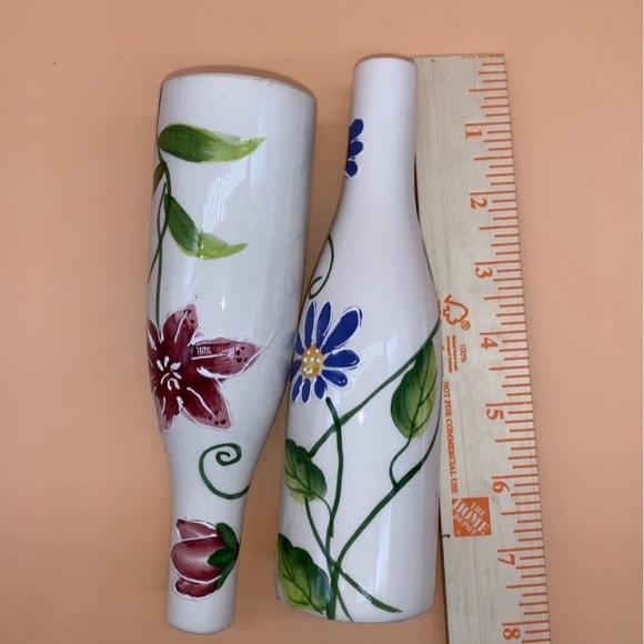 2 Hand painted bud vases with colorful flowers  7" - Picture 5 of 11